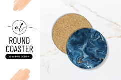 Abstract Blue and Gold Swirls on Round Coaster Png Product Image 1