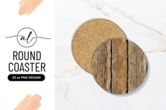Rustic Wooden Plank Round Coaster Design Png Product Image 1