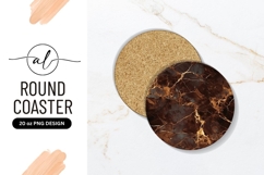 Round Dark Marble Texture With Gold Veins Round Coaster Product Image 1