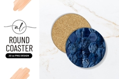 Blue Hexagon Tile Round Coaster Png Product Image 1