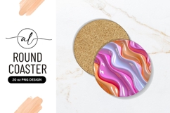 Abstract Liquid Swirls In Pink Orange Round Coaster Product Image 1