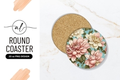 Dahlia Flowers Pastel Colors Round Coaster Png Product Image 1