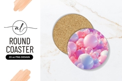 Pastel Spheres Glossy Bubbles Round Coaster Png Product Image 1