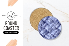 Round Coaster Png Blue Knitted Fabric Texture Product Image 1