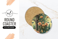 Roses And Butterflies Round Coaster Design Product Image 1