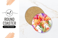 Watercolor Floral Pattern For Round Coaster Png Product Image 1