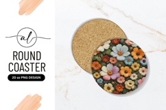 Colorful Flower Garden Illustration Round Coaster Png Product Image 1