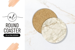 Cream Marble Texture Pattern Round Coaster Png Product Image 1