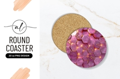 Pink Hexagon Pattern Round Coaster Png Product Image 1