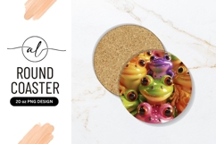 Colorful Frogs Round Coaster Png Design Product Image 1