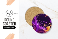 Purple And Orange Paint Round Coaster Png Product Image 1