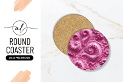 Pink Octopus Tentacles Swirl Round Coaster Design Product Image 1