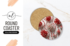 Candy Cane Flowers And Swirls Round Coaster Png Product Image 1
