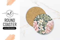 Floral Pattern Round Coaster Png Illustration Product Image 1
