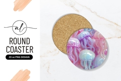 Pastel Jellyfish Illustration Round Coaster Png Product Image 1