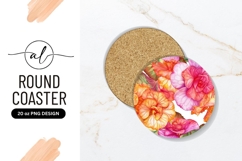 Watercolor Begonia Floral Arrangement Round Coaster Png Product Image 1