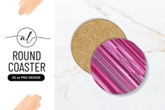 Pink Diagonal Stripes Round Coaster Png Product Image 1