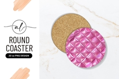 Pink Quilted Texture Round Coaster Png Product Image 1