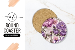Elegant Purple And Pink Floral Round Coaster Product Image 1