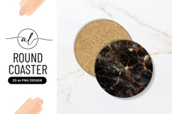 Elegant Black And Gold Marble Round Coaster Png Product Image 1
