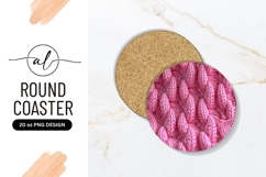 Pink Knitted Fabric Round Coaster Png Product Image 1