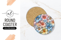 Pastel Floral Arrangement on Round Coaster Product Image 1