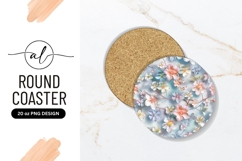 Floral Round Coaster Design with Pastel Flowers and Branches Product Image 1