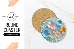 Pastel Paper Flowers and Leaves on Round Coaster in Shades Product Image 1