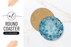 Round Coaster with Blue Floral Pattern and Textured Product Image 1