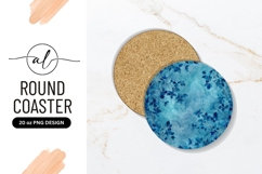Blue Floral Design on Round Coaster with Textured Background Product Image 1
