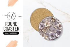Round Coaster Design with 3 D Floral Arrangement in Pastel Product Image 1