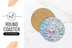 Pastel Floral Design on Round Coaster with 3D Paper Flowers Product Image 1