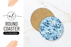 Round Coaster with Blue Floral Pattern on Light Blue Product Image 1