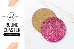 Pink Glitter Round Coaster with Sparkles and Various Sized Product Image 1