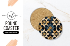 Round Coaster with Starburst Pattern in Blue Yellow Product Image 1