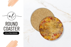 Round Coaster with Autumnal Leaves in Yellow Red and Brown Product Image 1