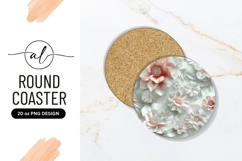 Round Coaster with Floral Design in White and Peach Tones Product Image 1