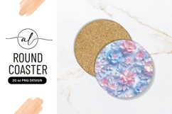 Pastel Floral Arrangement on Round Coaster Pink Flower Product Image 1
