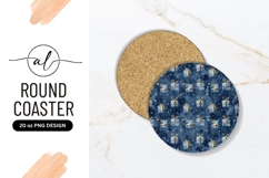 Round Coaster with Blue Gift Boxes Gold Bows and Stars Product Image 1