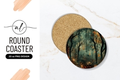 Forest Scene Illustration with Black Trees and Orange Product Image 1
