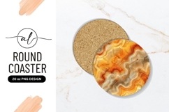 Round Coaster with Orange and Brown Agate Stone Pattern Product Image 1