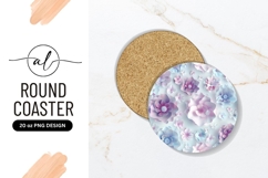 Round Coaster with Pastel Paper Flowers in Lavender Product Image 1