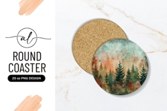 Round Coaster Illustration of Forest Trees in Green Product Image 1