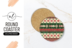 Christmas Knitted Pattern Round Coaster Png Product Image 1