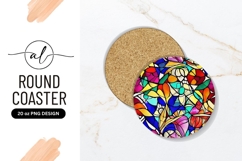 Abstract Floral Round Coaster Colorful Background Product Image 1