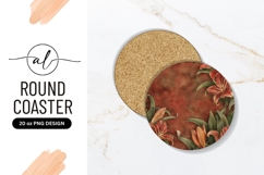 Red Lily Floral Round Coaster Png Design Product Image 1