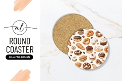 Assorted Pastries And Desserts Round Coaster Png Product Image 1