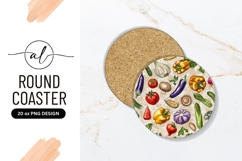 Colorful Vegetable Medley Round Coaster Png Product Image 1