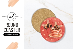 Watercolor Bees Drinking Coffee Love Round Coaster Product Image 1