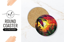 Tropical Stained Glass Round Coaster Png Design Product Image 1
